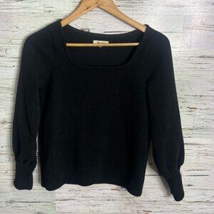 Madewell Ottoman Rib Square Neck Top black size xs